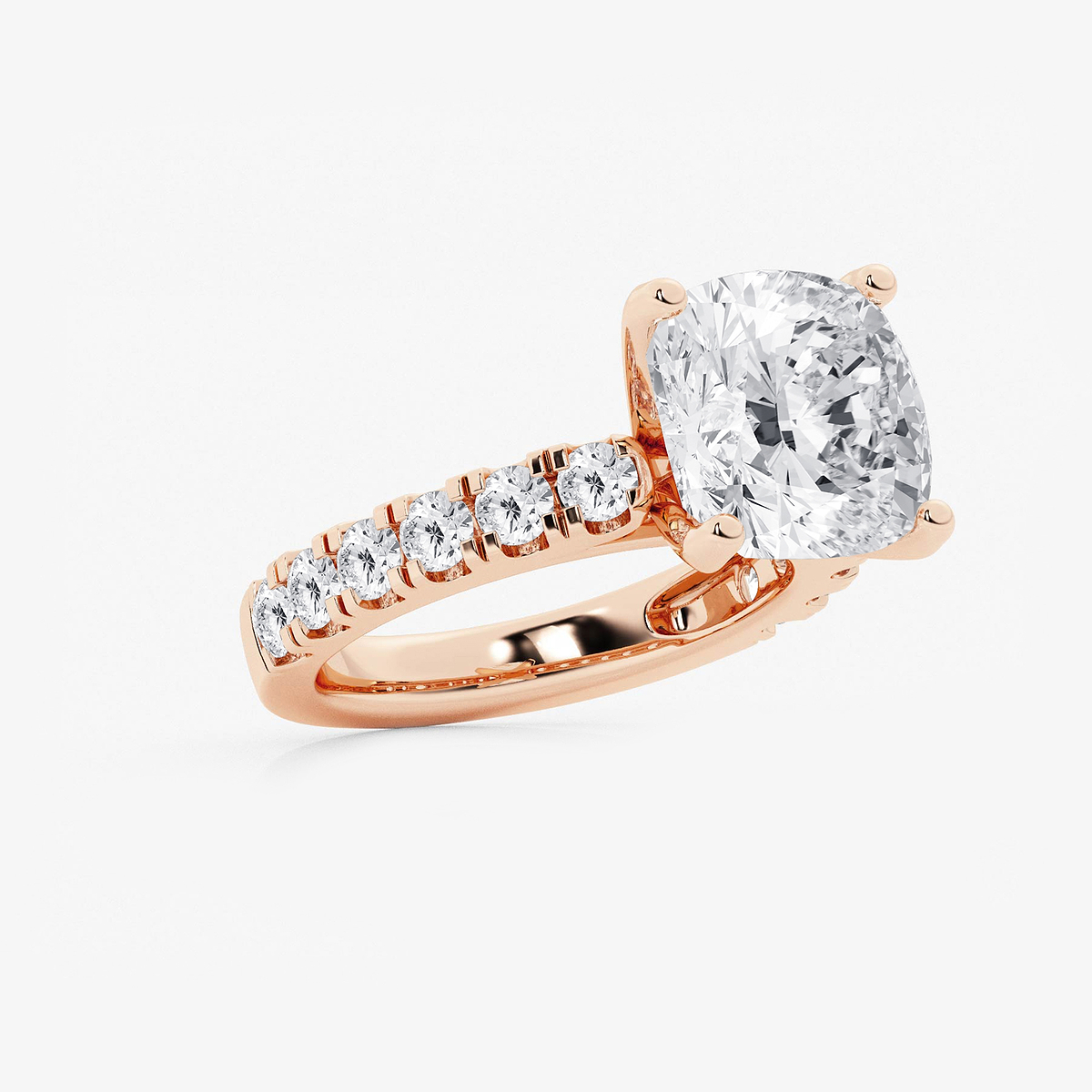 Additional Image 1 for  7 ctw Cushion Lab Grown Diamond Engagement Ring with Split Prong Side Accents