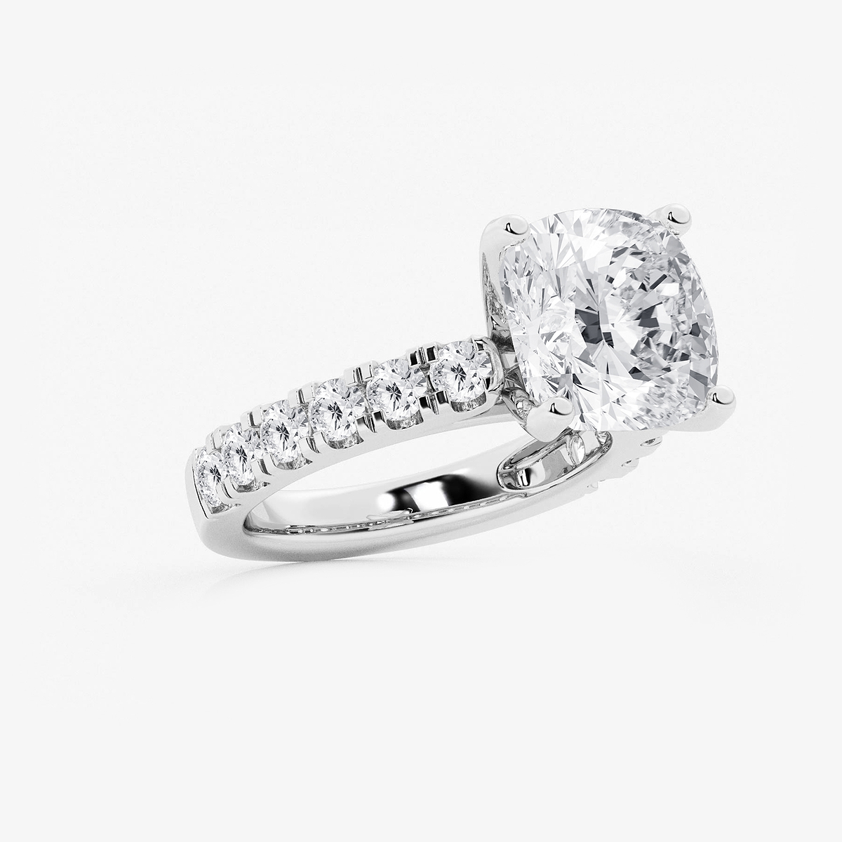 Additional Image 1 for  7 ctw Cushion Lab Grown Diamond Engagement Ring with Split Prong Side Accents
