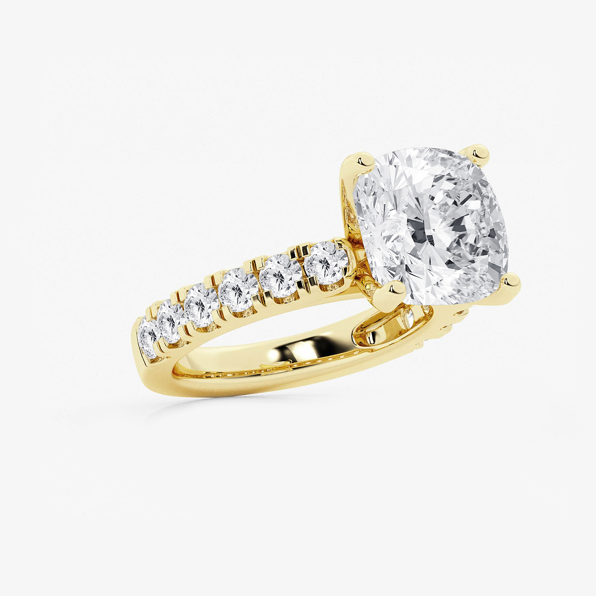 Additional Image 1 for  7 ctw Cushion Lab Grown Diamond Engagement Ring with Split Prong Side Accents