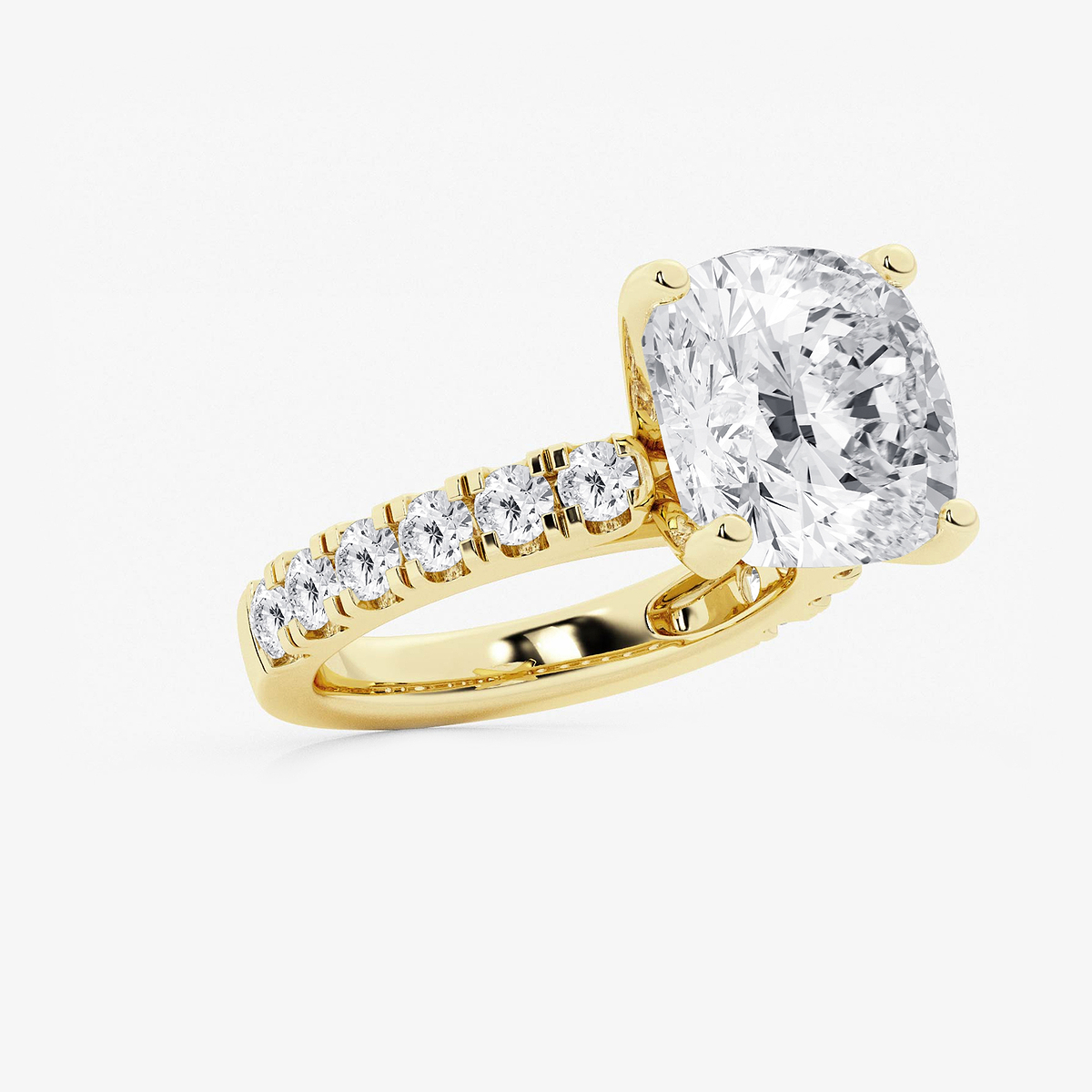 Additional Image 1 for  9 ctw Cushion Lab Grown Diamond Engagement Ring with Split Prong Side Accents