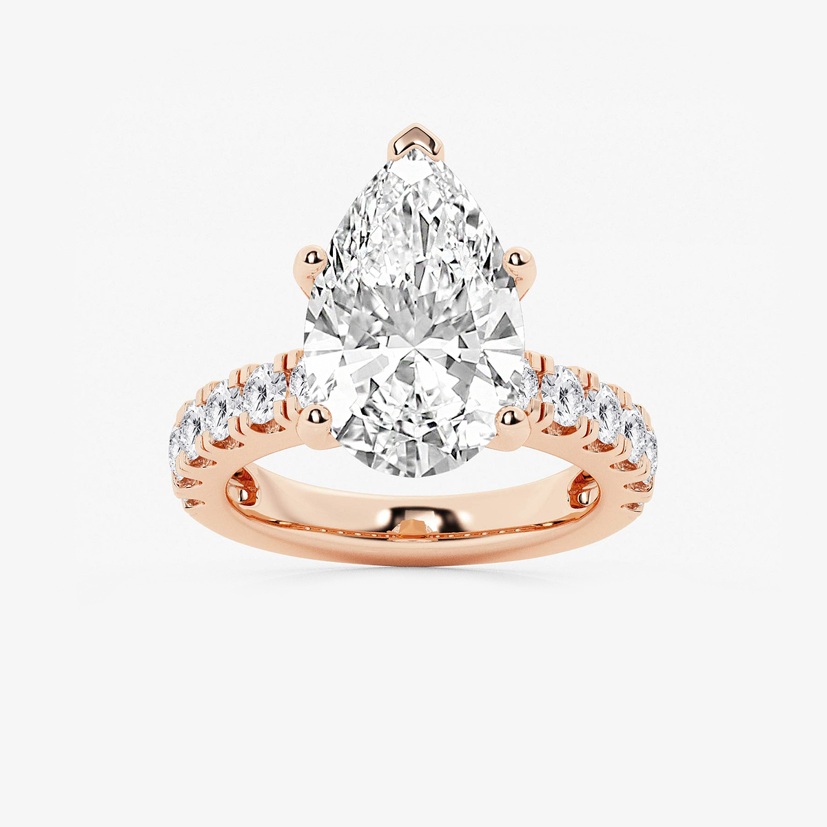 7 ctw Pear Lab Grown Diamond Engagement Ring with Split Prong Side Accents