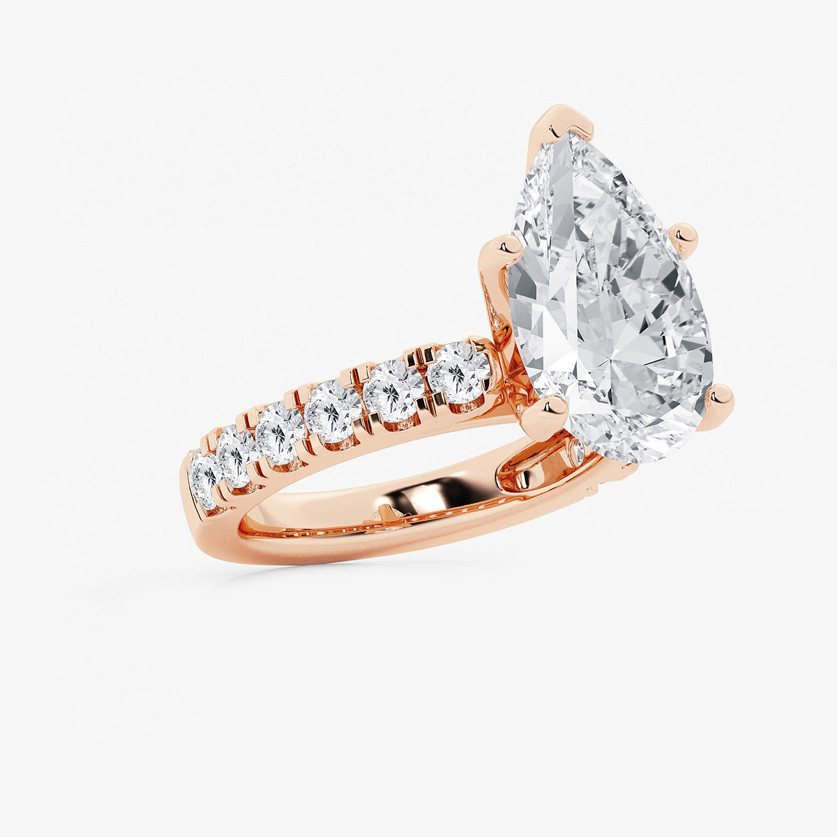 Additional Image 1 for  7 ctw Pear Lab Grown Diamond Engagement Ring with Split Prong Side Accents