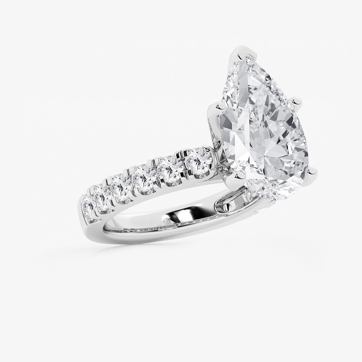 Additional Image 1 for  7 ctw Pear Lab Grown Diamond Engagement Ring with Split Prong Side Accents