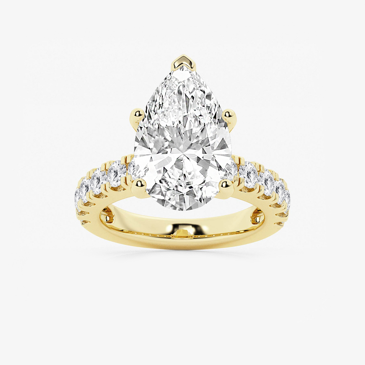 7 ctw Pear Lab Grown Diamond Engagement Ring with Split Prong Side Accents