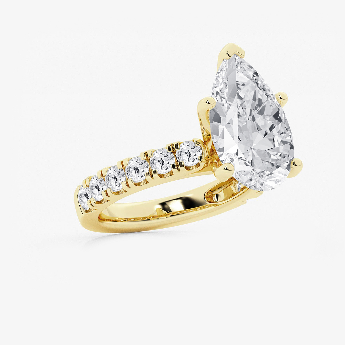 Additional Image 1 for  7 ctw Pear Lab Grown Diamond Engagement Ring with Split Prong Side Accents