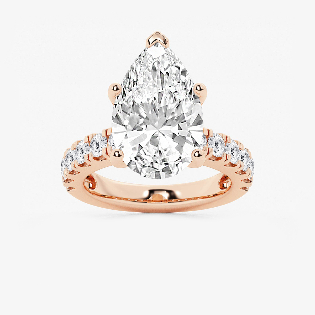 8 ctw Pear Lab Grown Diamond Engagement Ring with Split Prong Side Accents