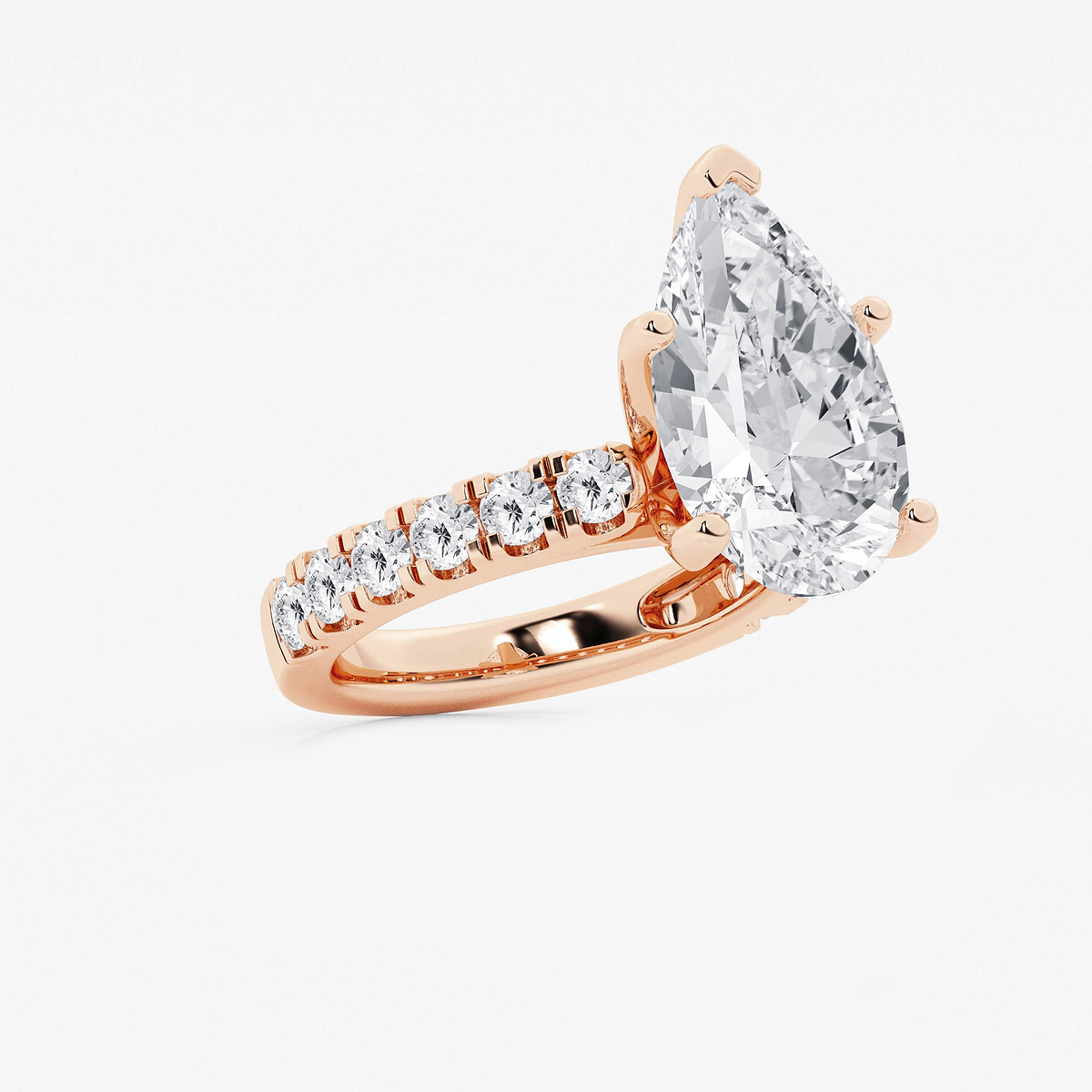 Additional Image 1 for  8 ctw Pear Lab Grown Diamond Engagement Ring with Split Prong Side Accents
