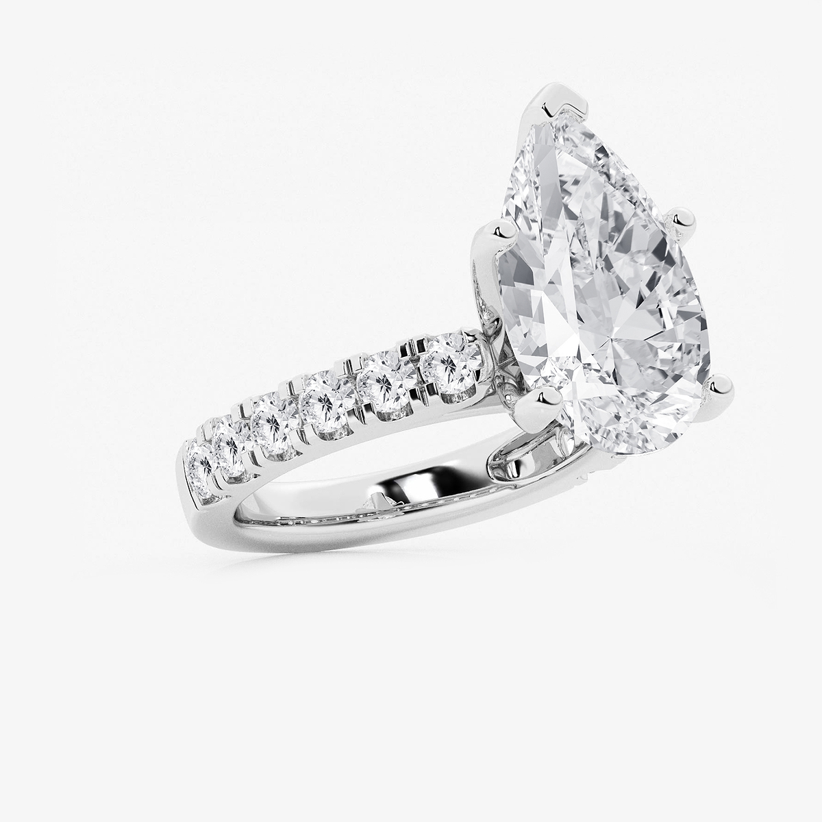 Additional Image 1 for  8 ctw Pear Lab Grown Diamond Engagement Ring with Split Prong Side Accents