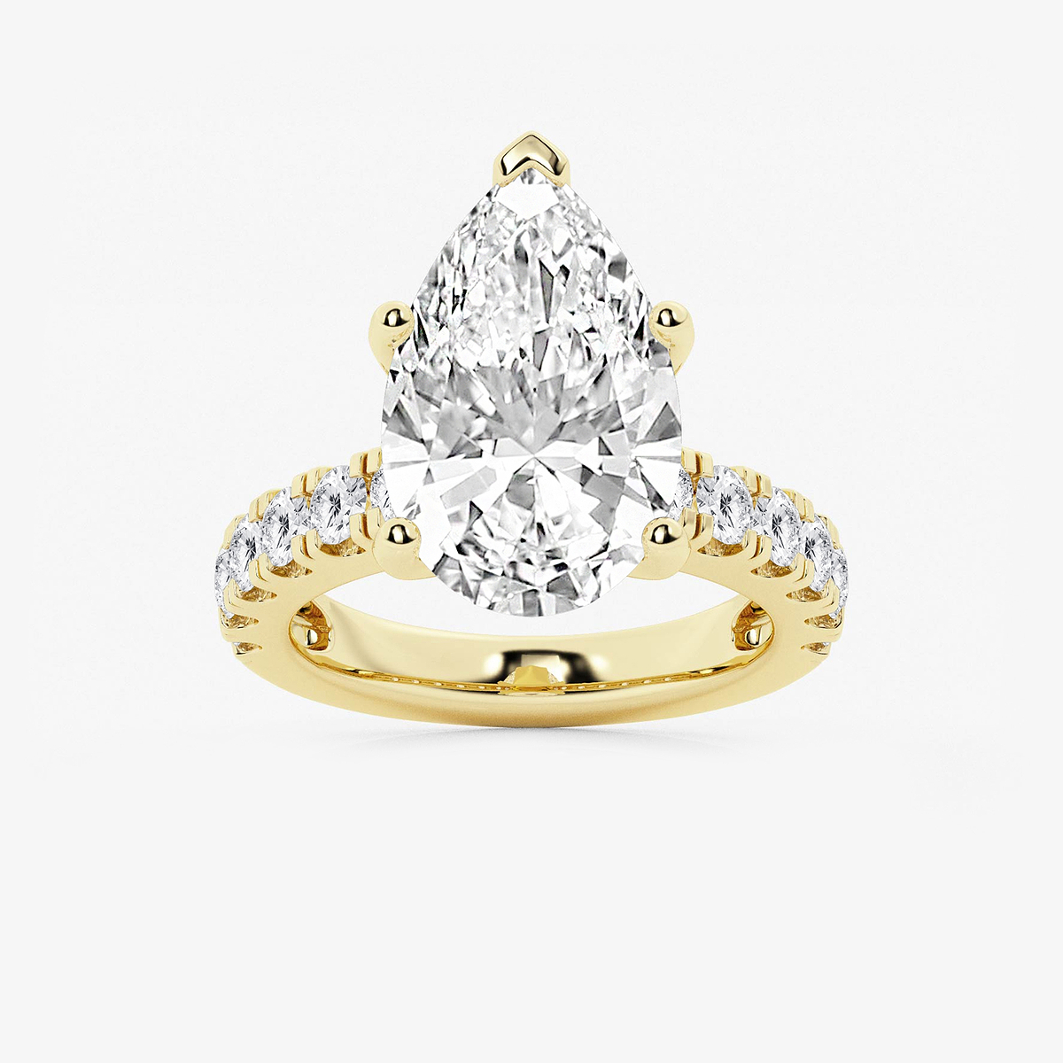 8 ctw Pear Lab Grown Diamond Engagement Ring with Split Prong Side Accents