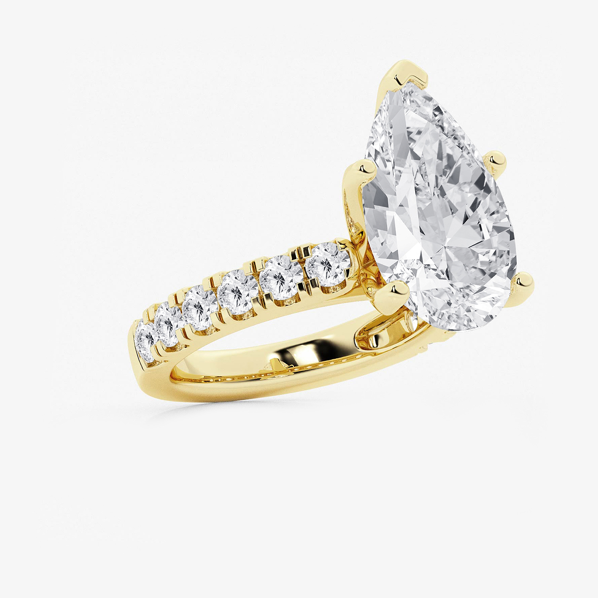 Additional Image 1 for  8 ctw Pear Lab Grown Diamond Engagement Ring with Split Prong Side Accents