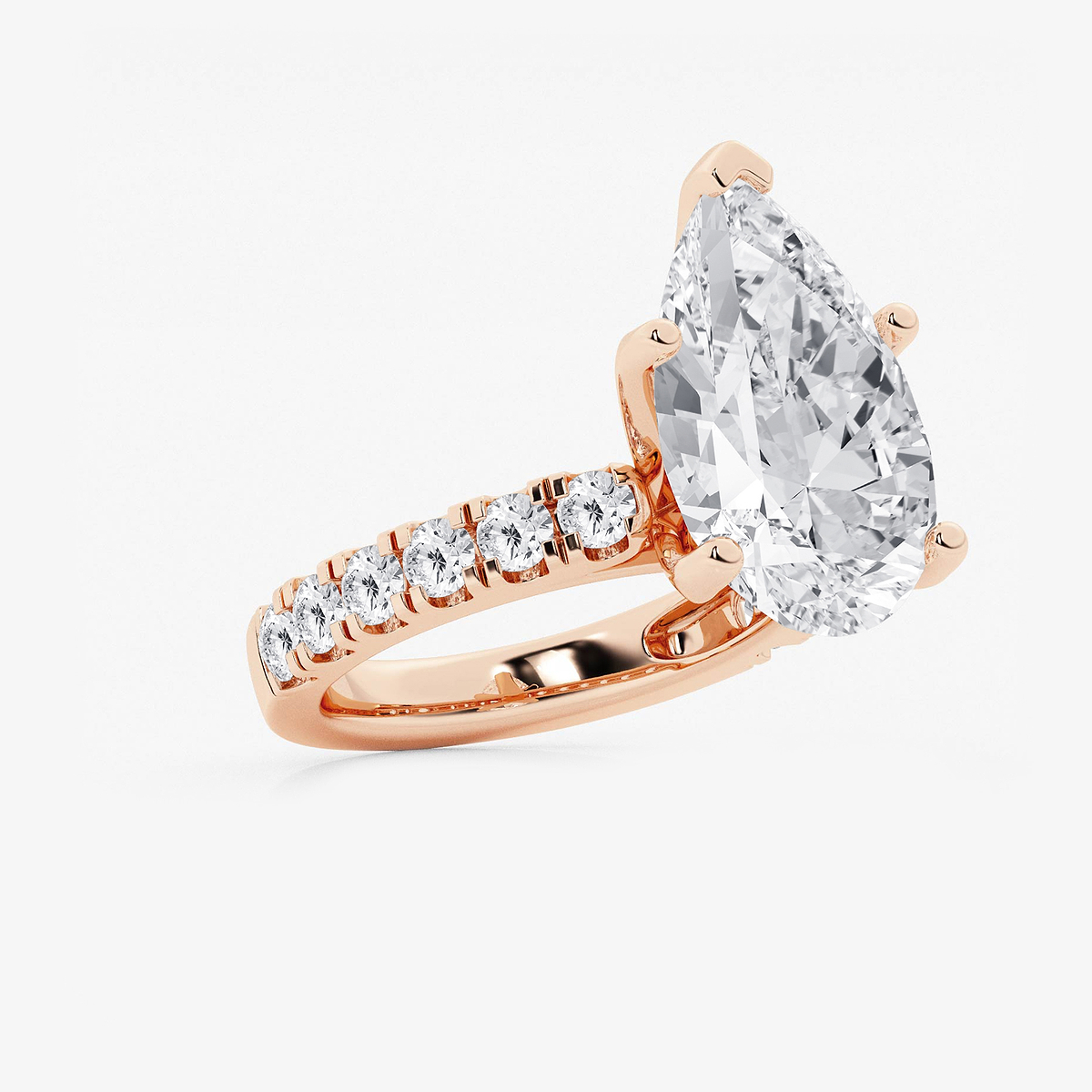 Additional Image 1 for  9 ctw Pear Lab Grown Diamond Engagement Ring with Split Prong Side Accents