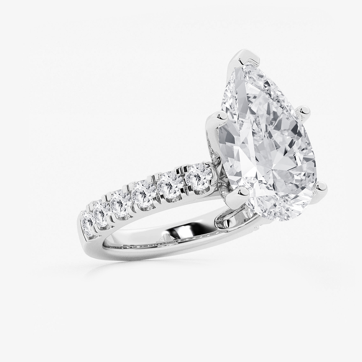Additional Image 1 for  9 ctw Pear Lab Grown Diamond Engagement Ring with Split Prong Side Accents
