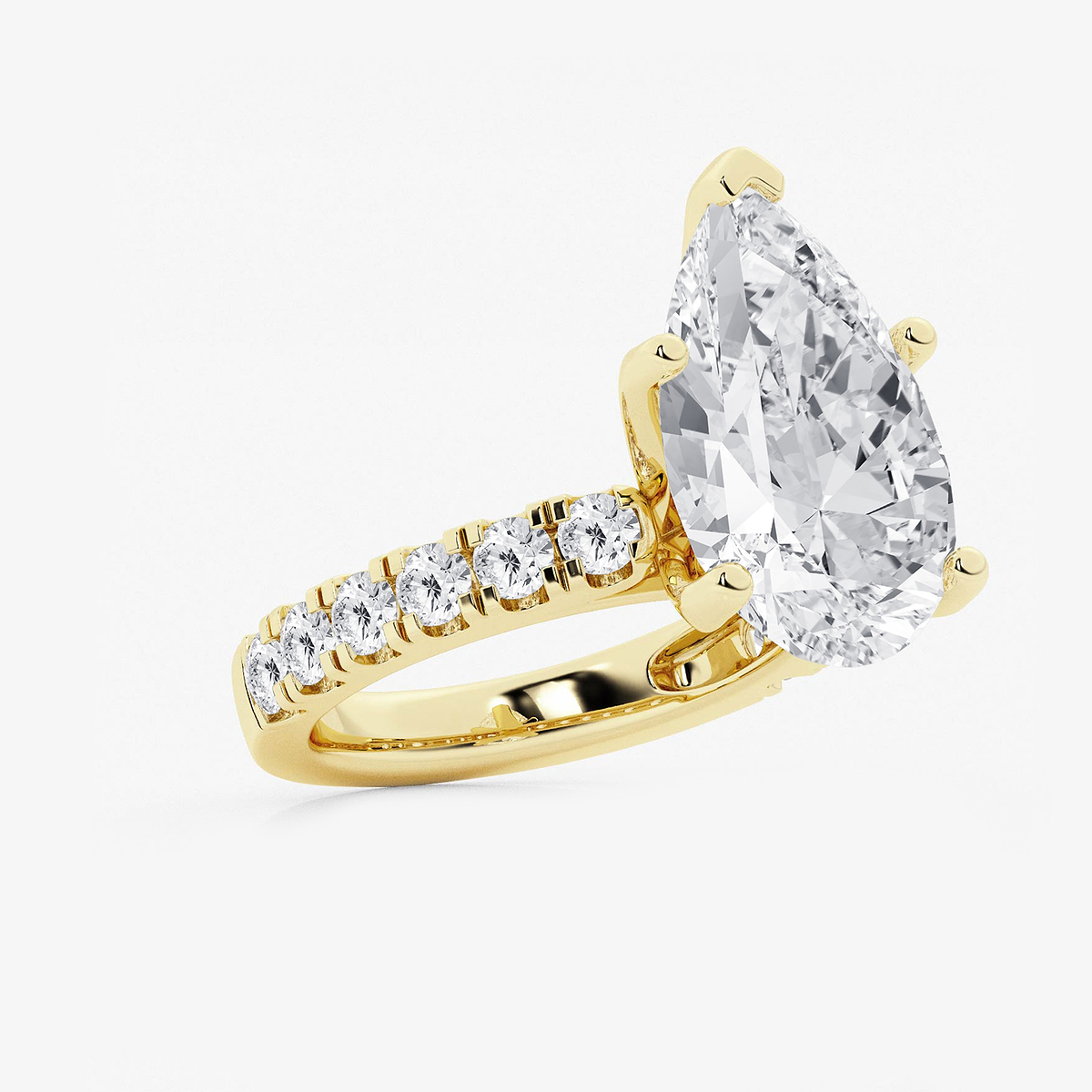 Additional Image 1 for  9 ctw Pear Lab Grown Diamond Engagement Ring with Split Prong Side Accents