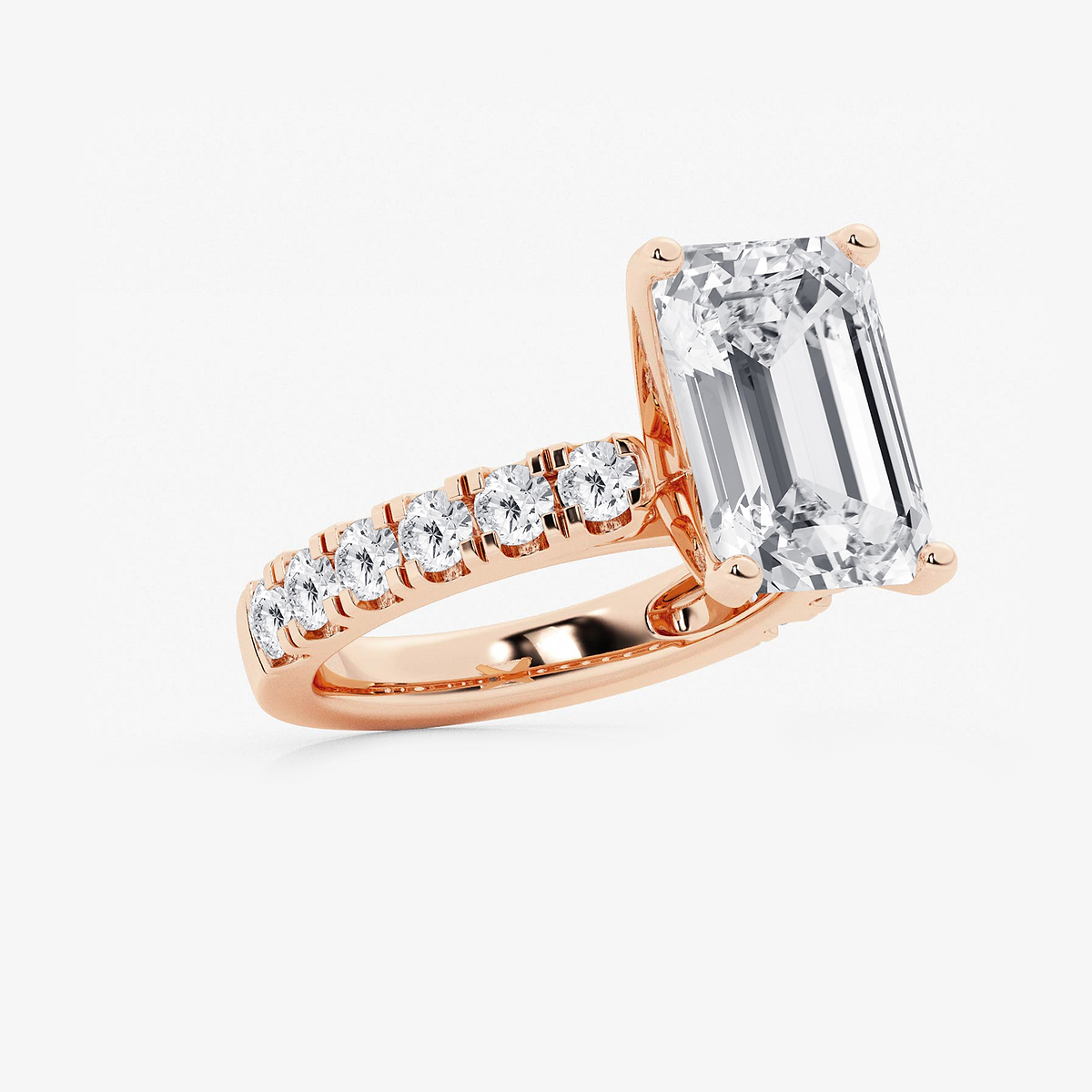 Additional Image 1 for  7 ctw Emerald Lab Grown Diamond Engagement Ring with Split Prong Side Accents