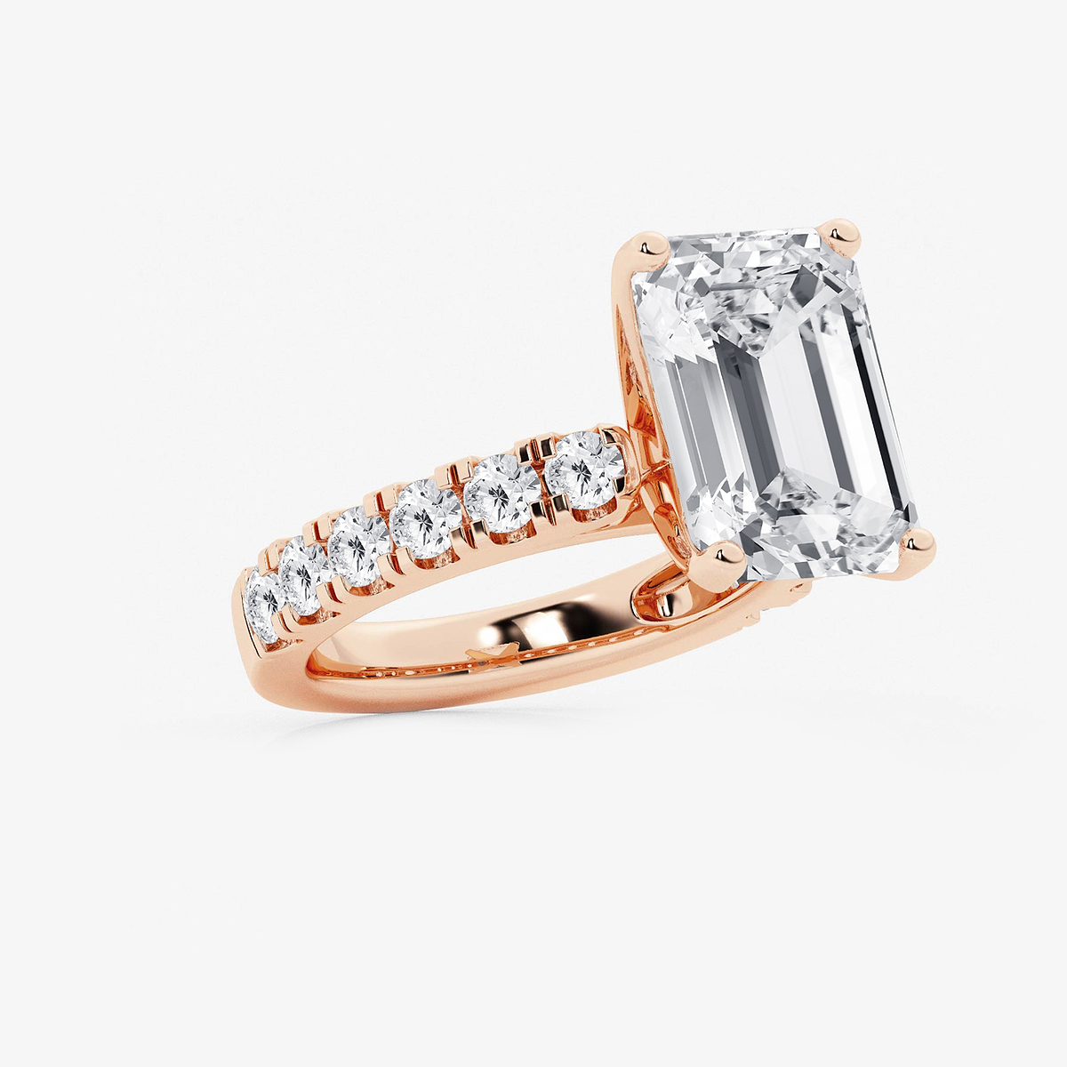 Additional Image 1 for  8 ctw Emerald Lab Grown Diamond Engagement Ring with Split Prong Side Accents