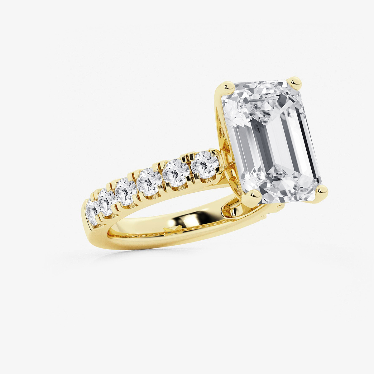 Additional Image 1 for  8 ctw Emerald Lab Grown Diamond Engagement Ring with Split Prong Side Accents