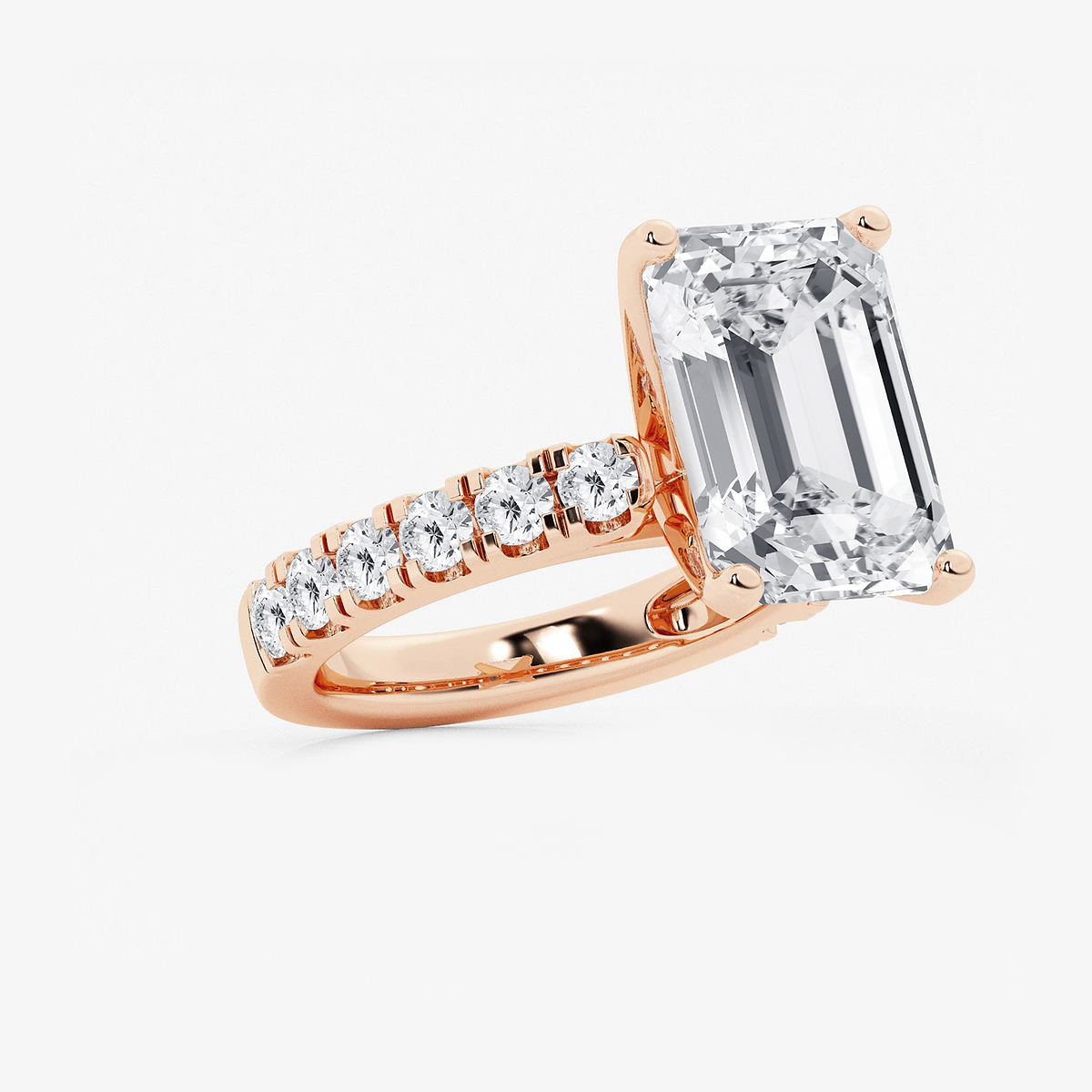 Additional Image 1 for  9 ctw Emerald Lab Grown Diamond Engagement Ring with Split Prong Side Accents