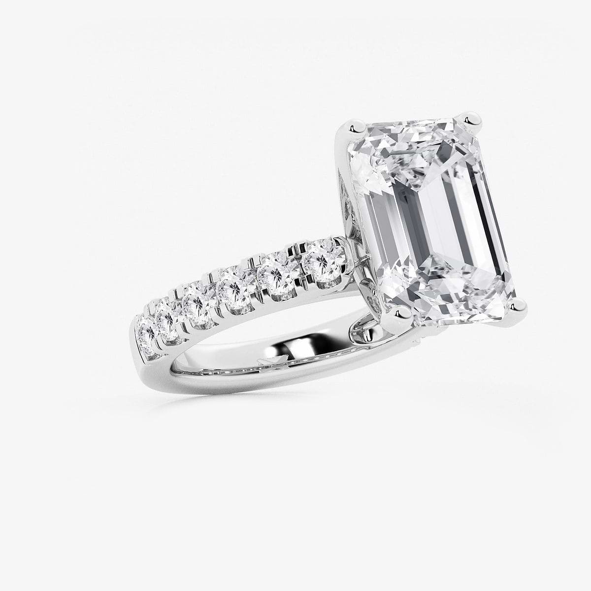 Additional Image 1 for  9 ctw Emerald Lab Grown Diamond Engagement Ring with Split Prong Side Accents