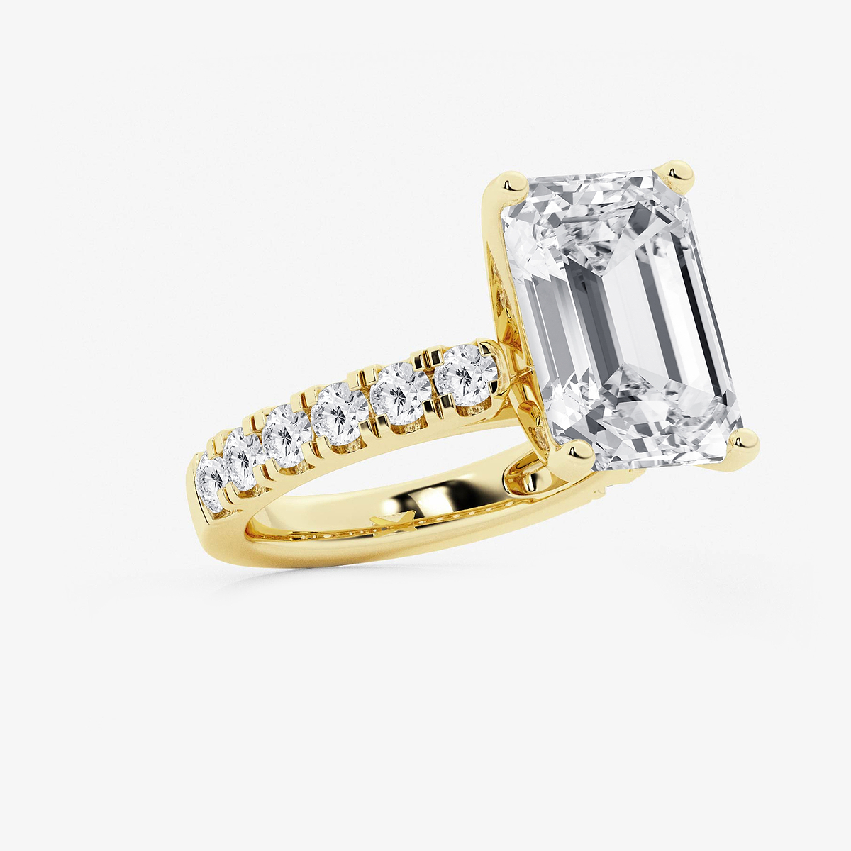 Additional Image 1 for  9 ctw Emerald Lab Grown Diamond Engagement Ring with Split Prong Side Accents
