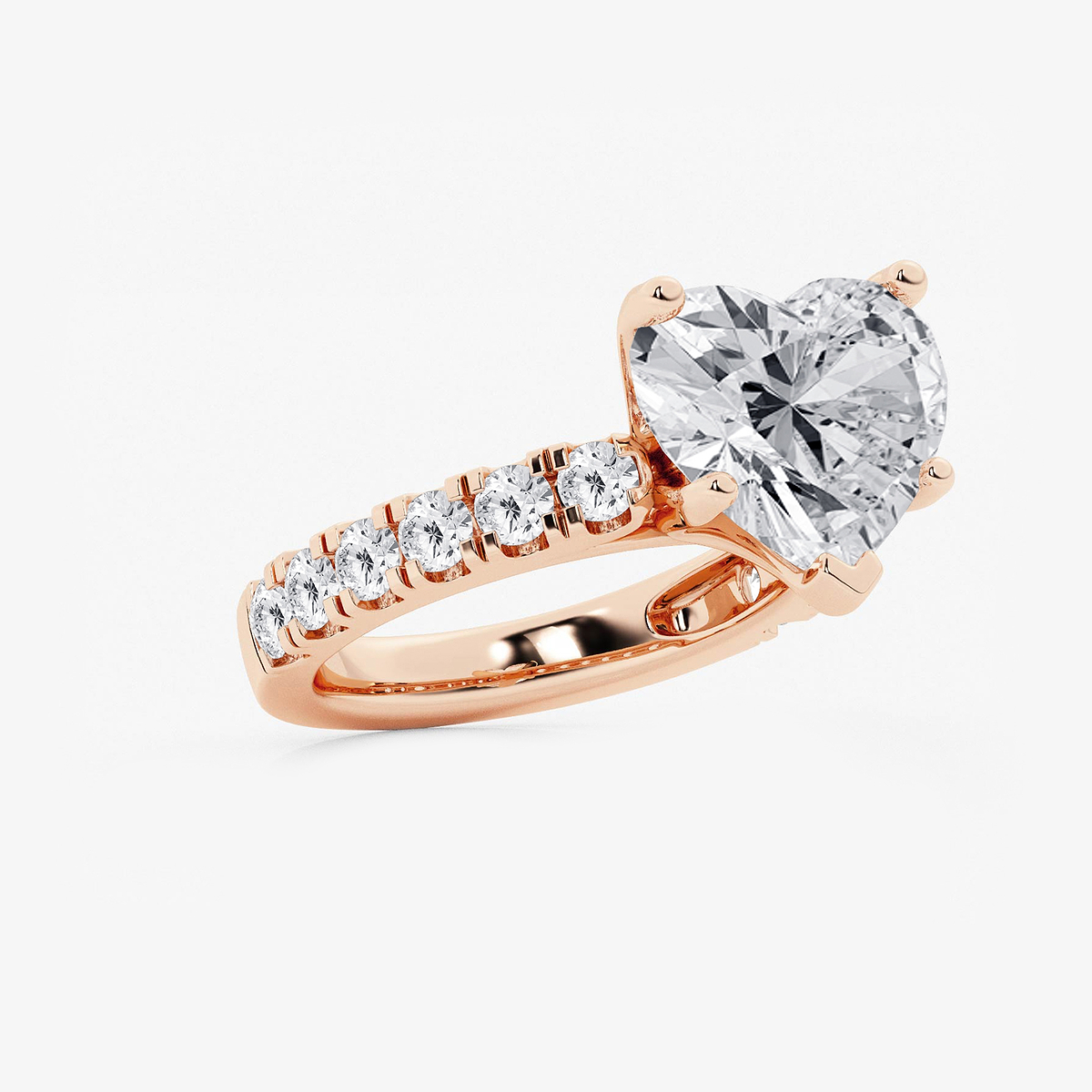 Additional Image 1 for  7 ctw Heart Lab Grown Diamond Engagement Ring with Split Prong Side Accents