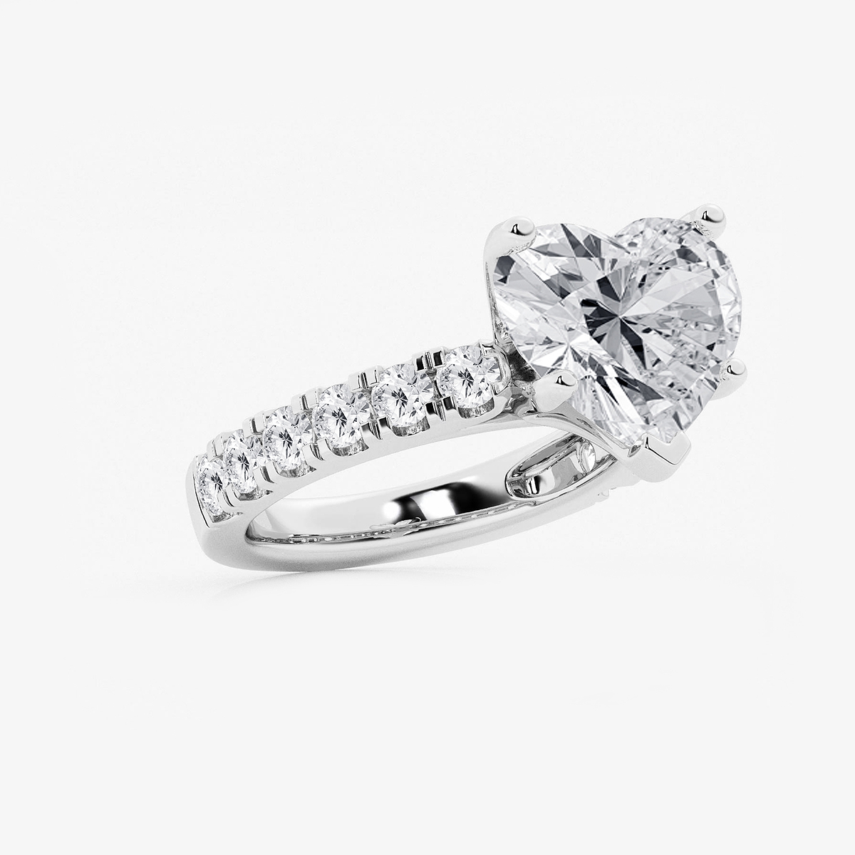 Additional Image 1 for  7 ctw Heart Lab Grown Diamond Engagement Ring with Split Prong Side Accents