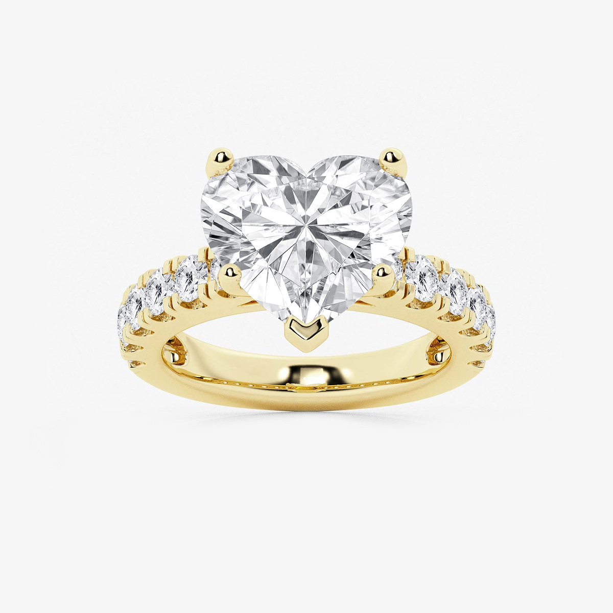 7 ctw Heart Lab Grown Diamond Engagement Ring with Split Prong Side Accents