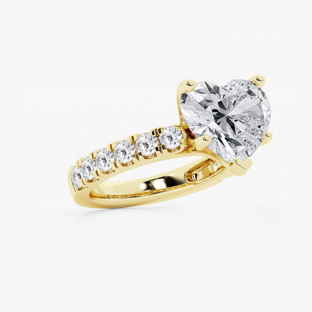 Additional Image 1 for  7 ctw Heart Lab Grown Diamond Engagement Ring with Split Prong Side Accents