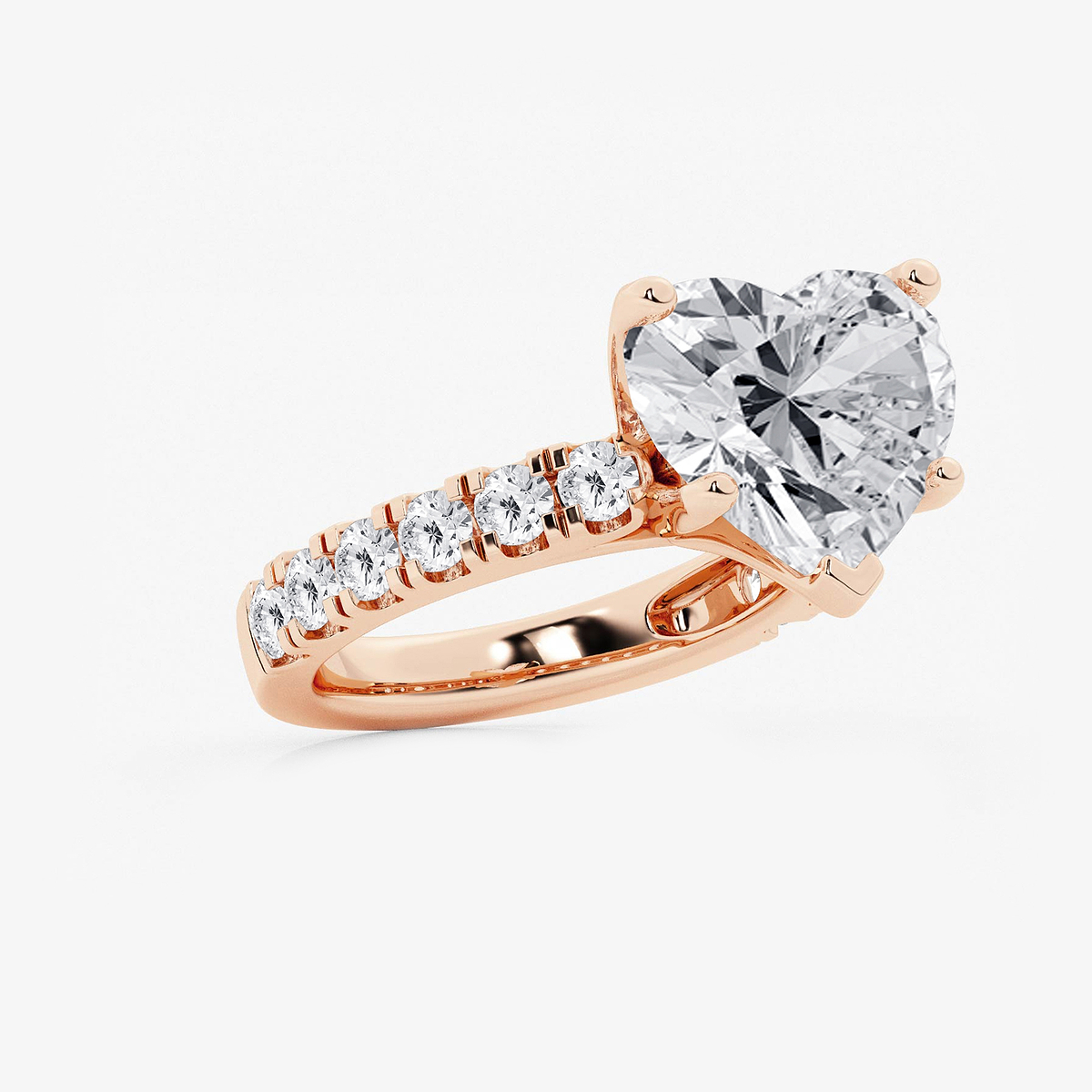Additional Image 1 for  8 ctw Heart Lab Grown Diamond Engagement Ring with Split Prong Side Accents