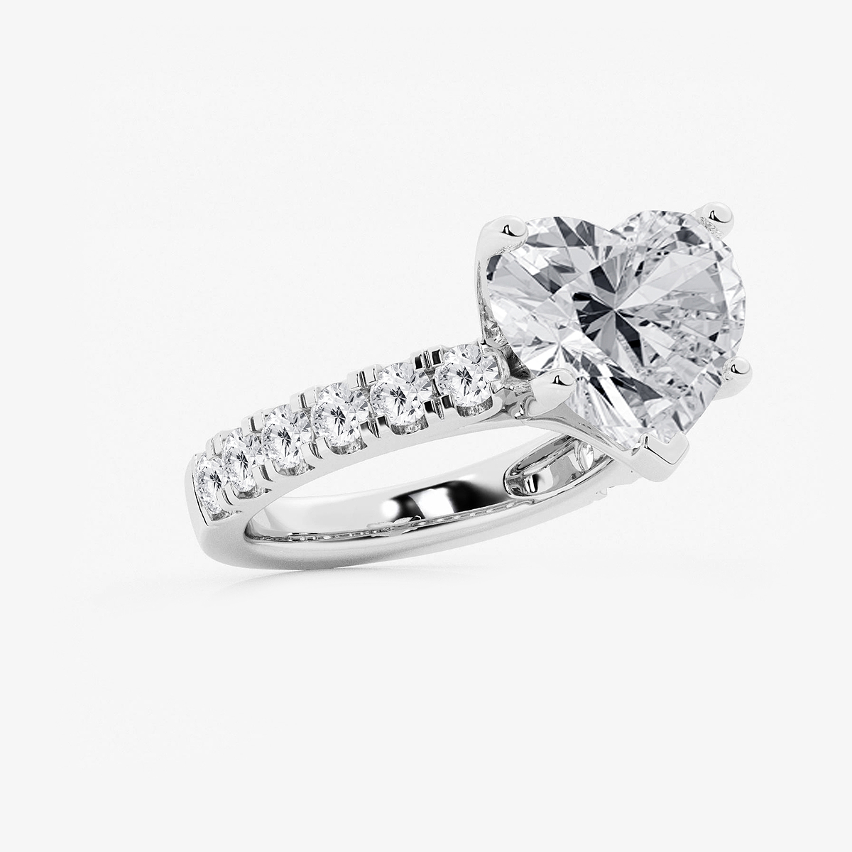Additional Image 1 for  8 ctw Heart Lab Grown Diamond Engagement Ring with Split Prong Side Accents