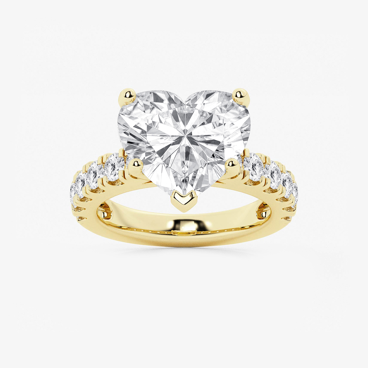 8 ctw Heart Lab Grown Diamond Engagement Ring with Split Prong Side Accents