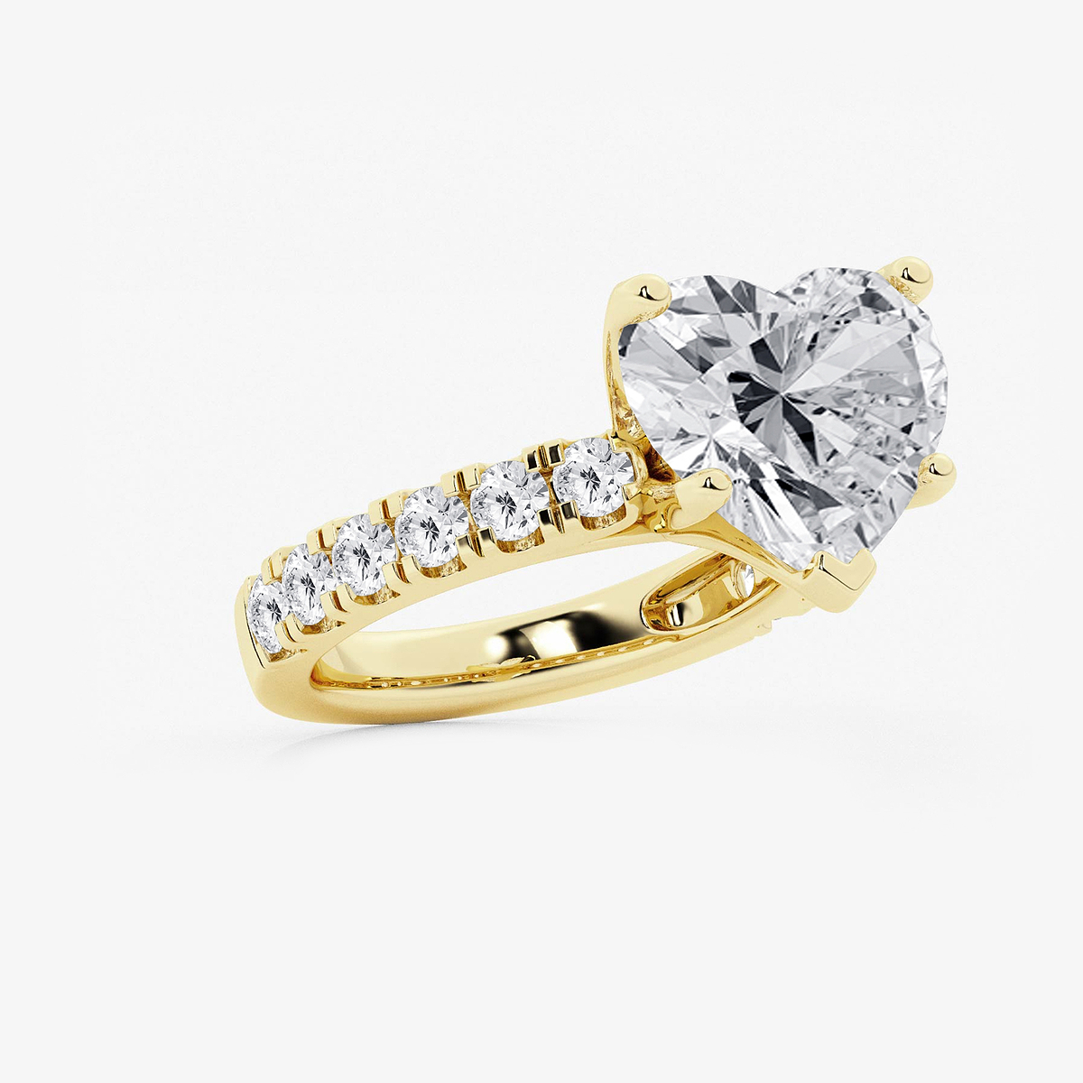 Additional Image 1 for  8 ctw Heart Lab Grown Diamond Engagement Ring with Split Prong Side Accents