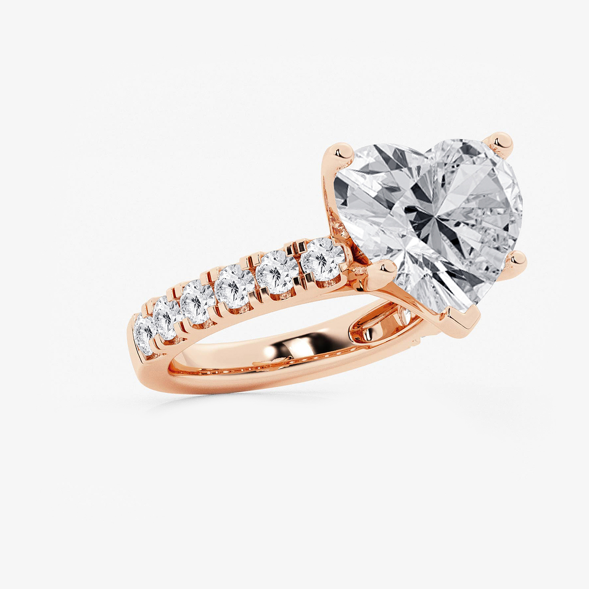 Additional Image 1 for  9 ctw Heart Lab Grown Diamond Engagement Ring with Split Prong Side Accents