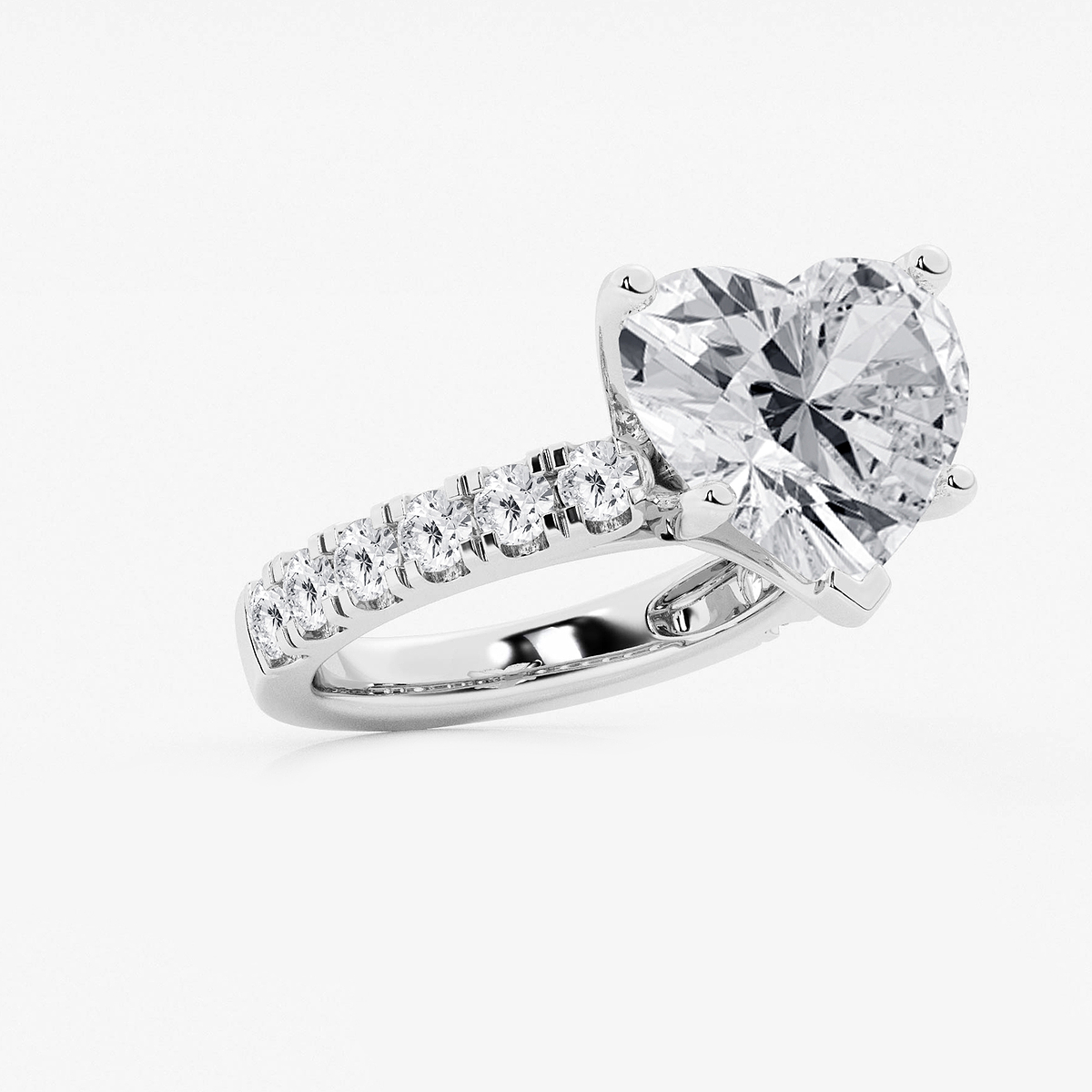 Additional Image 1 for  9 ctw Heart Lab Grown Diamond Engagement Ring with Split Prong Side Accents