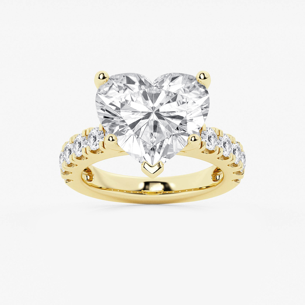 9 ctw Heart Lab Grown Diamond Engagement Ring with Split Prong Side Accents
