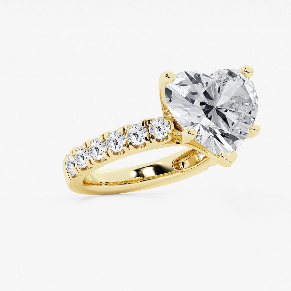 Additional Image 1 for  9 ctw Heart Lab Grown Diamond Engagement Ring with Split Prong Side Accents