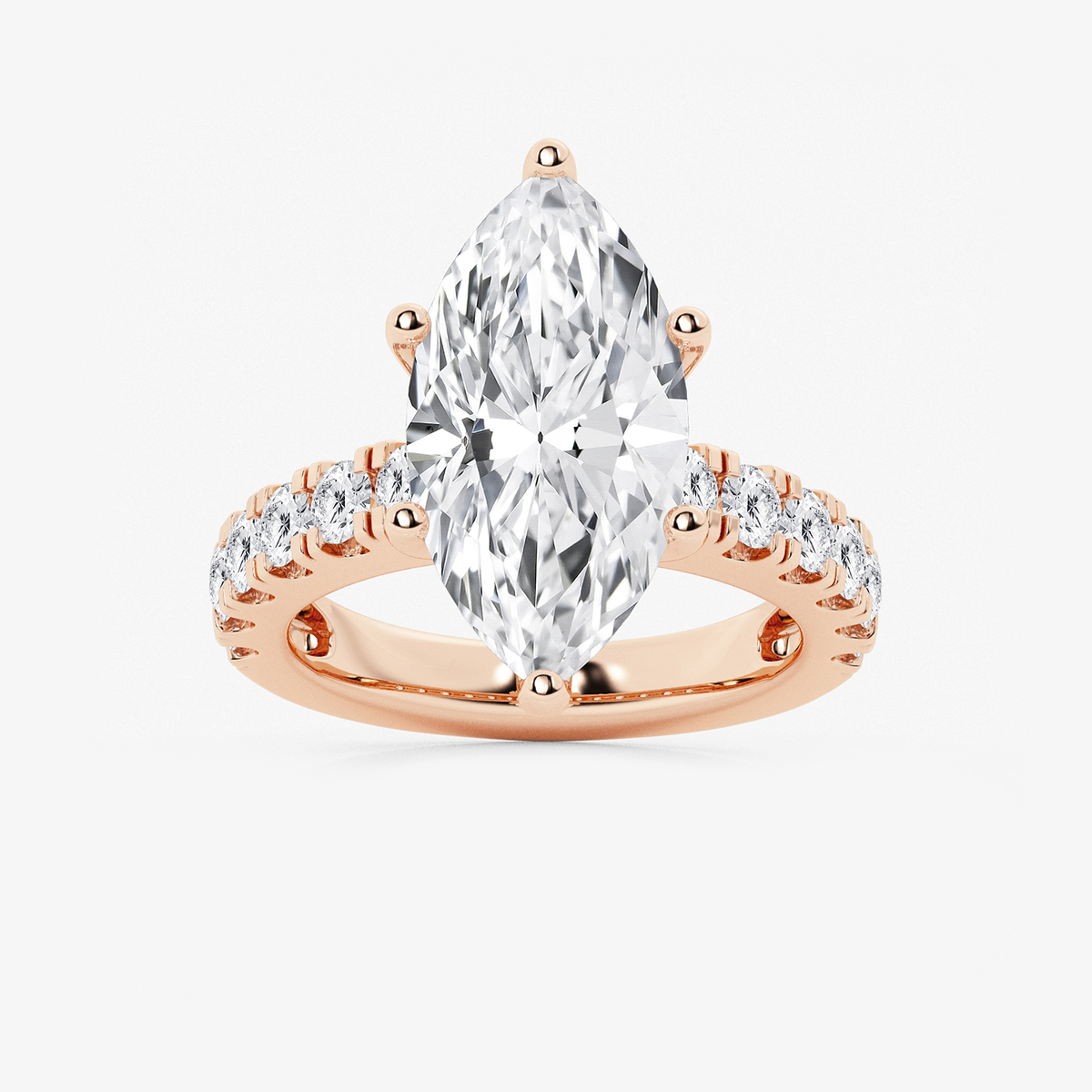 7 ctw Marquise Lab Grown Diamond Engagement Ring with Split Prong Side Accents