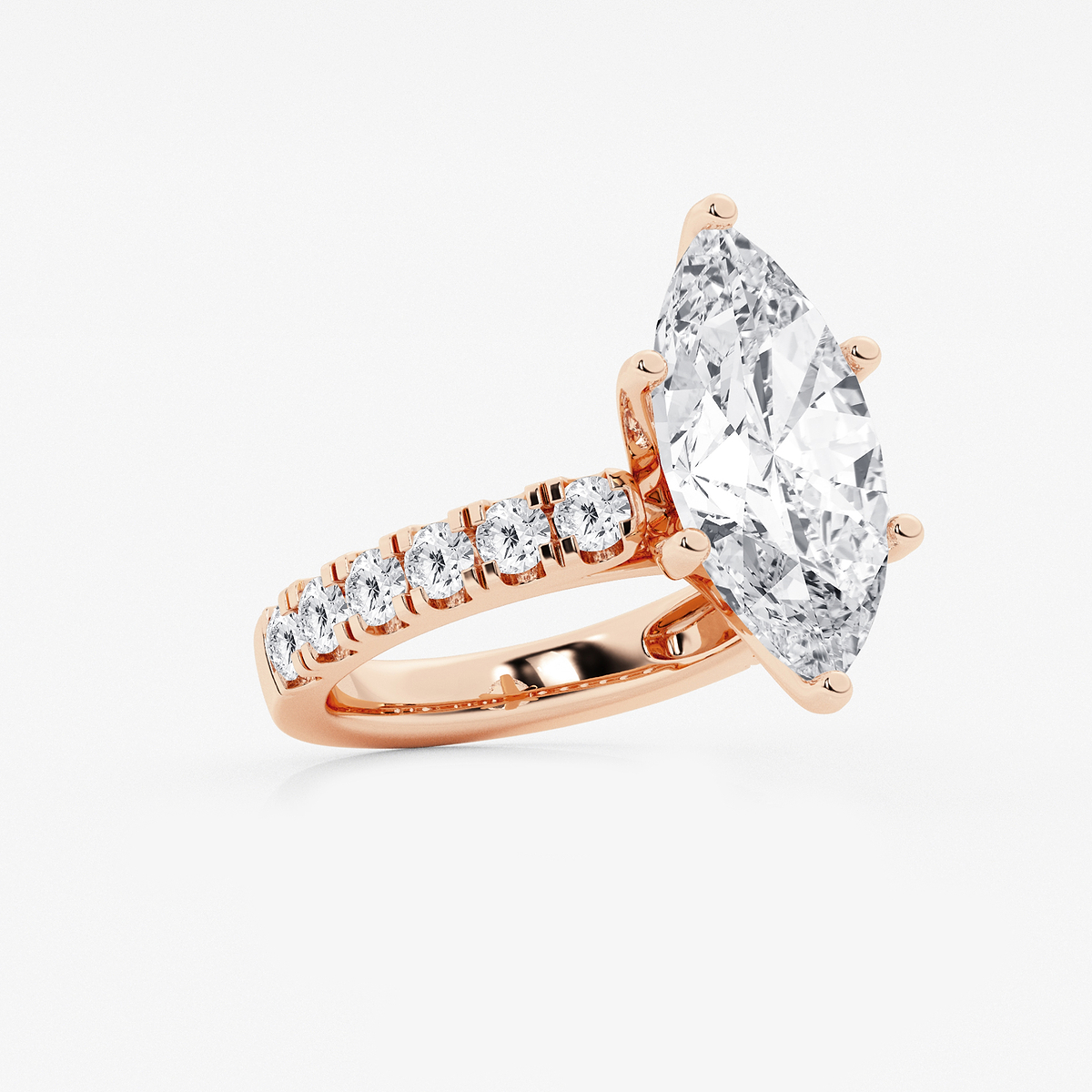 Additional Image 1 for  7 ctw Marquise Lab Grown Diamond Engagement Ring with Split Prong Side Accents