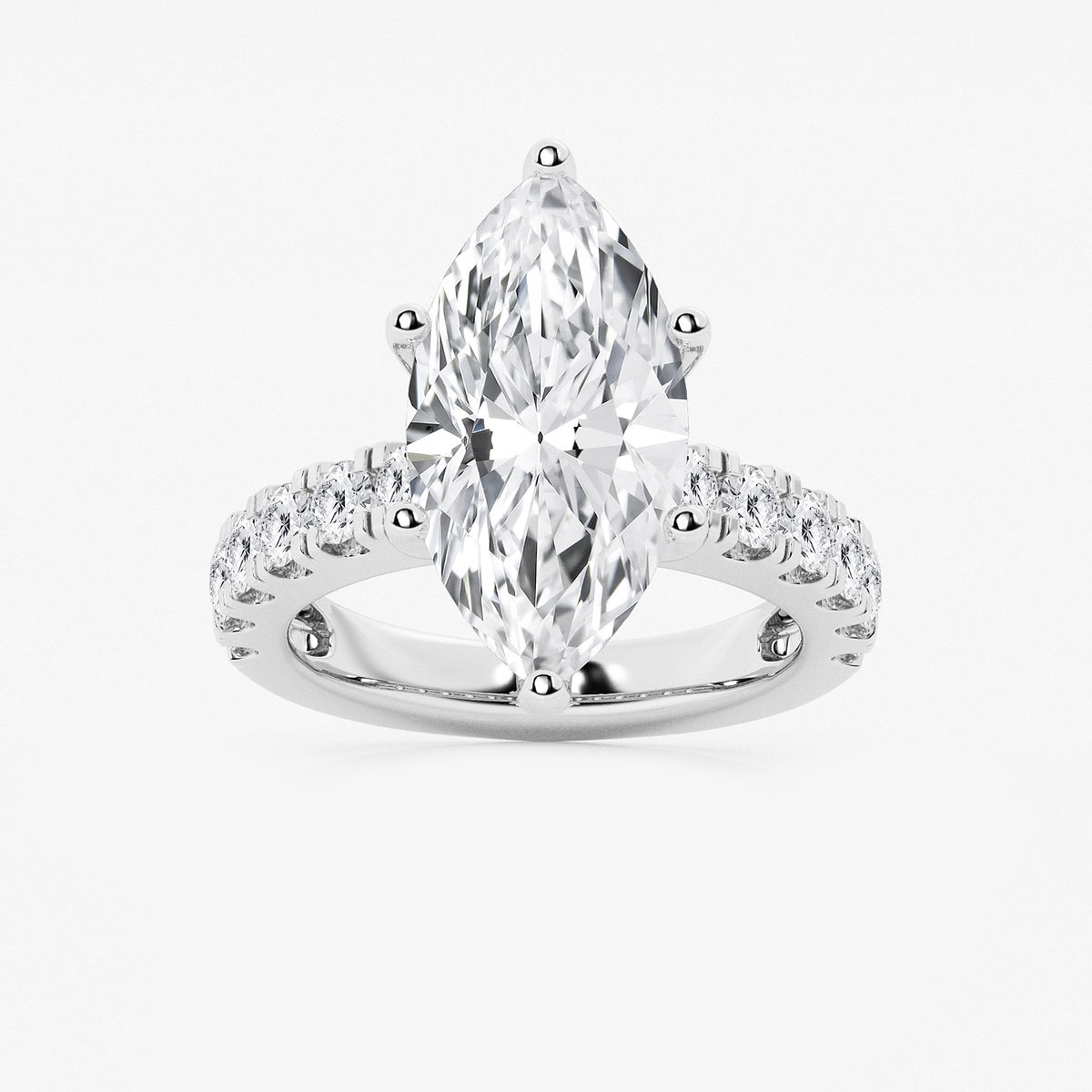 7 ctw Marquise Lab Grown Diamond Engagement Ring with Split Prong Side Accents