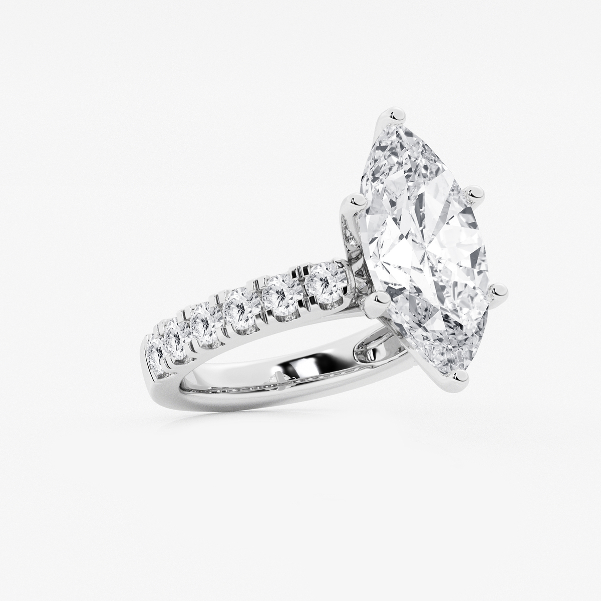 Additional Image 1 for  7 ctw Marquise Lab Grown Diamond Engagement Ring with Split Prong Side Accents