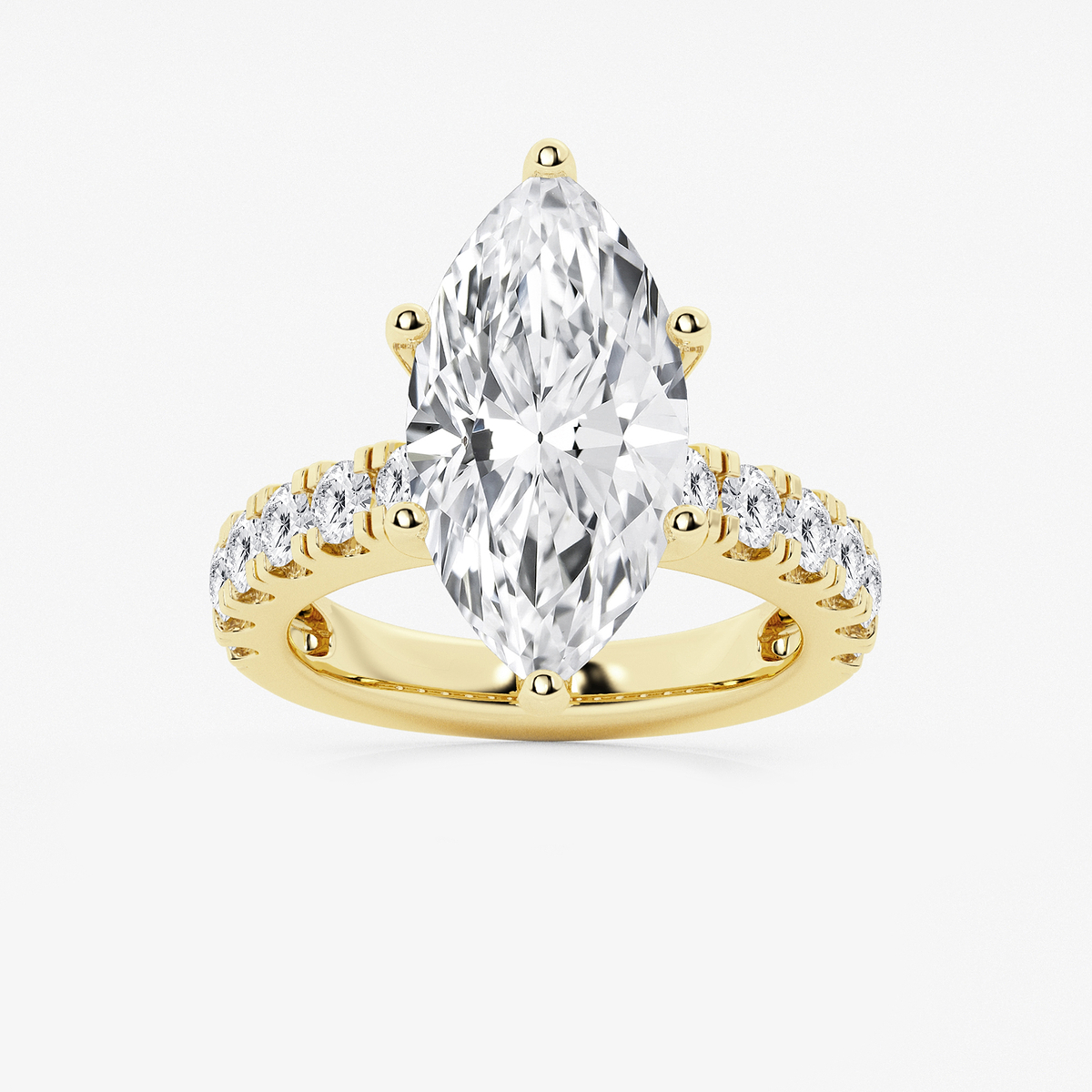 7 ctw Marquise Lab Grown Diamond Engagement Ring with Split Prong Side Accents