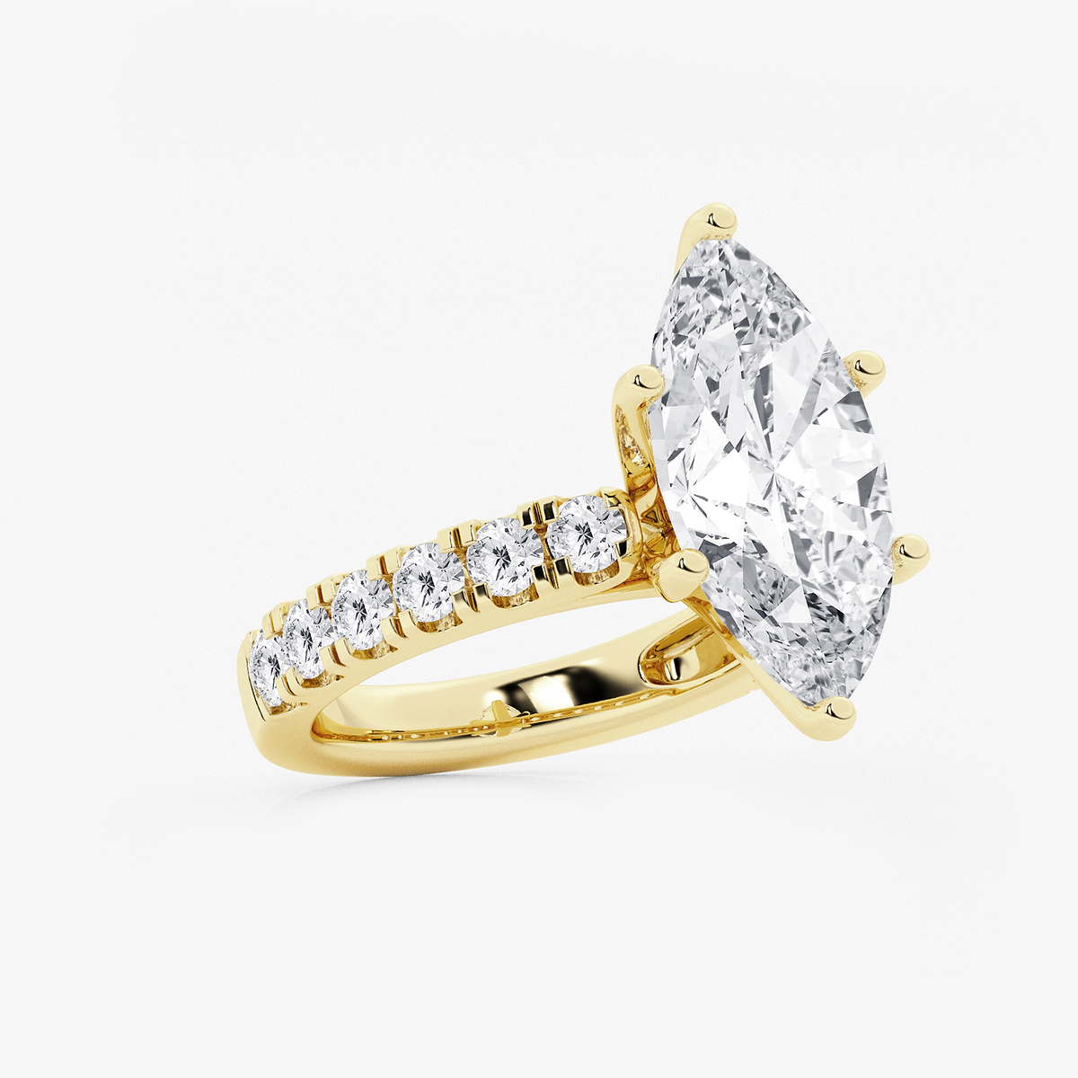Additional Image 1 for  7 ctw Marquise Lab Grown Diamond Engagement Ring with Split Prong Side Accents