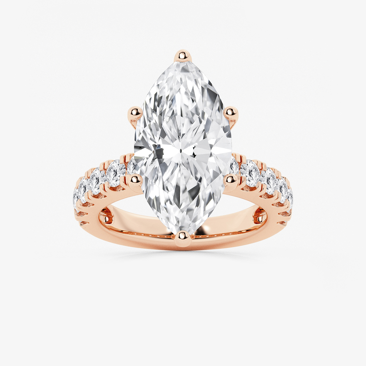 8 ctw Marquise Lab Grown Diamond Engagement Ring with Split Prong Side Accents
