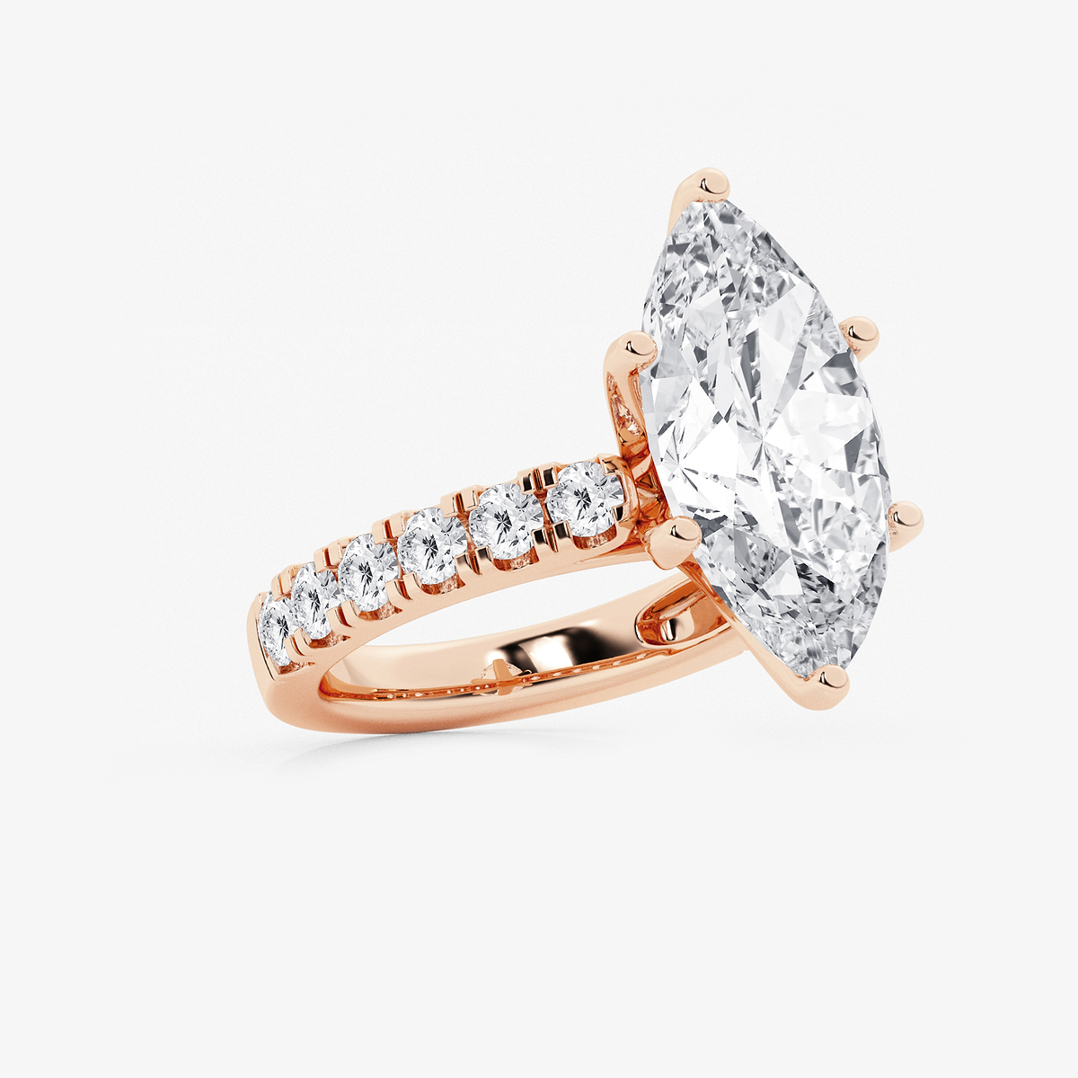 Additional Image 1 for  8 ctw Marquise Lab Grown Diamond Engagement Ring with Split Prong Side Accents