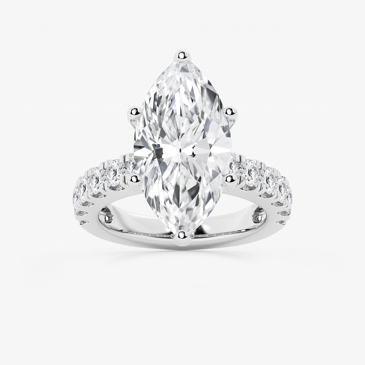 8 ctw Marquise Lab Grown Diamond Engagement Ring with Split Prong Side Accents