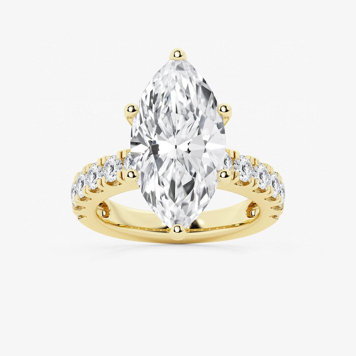 8 ctw Marquise Lab Grown Diamond Engagement Ring with Split Prong Side Accents