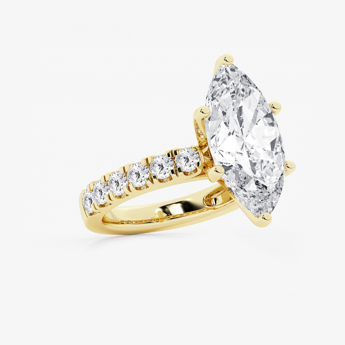 Additional Image 1 for  8 ctw Marquise Lab Grown Diamond Engagement Ring with Split Prong Side Accents