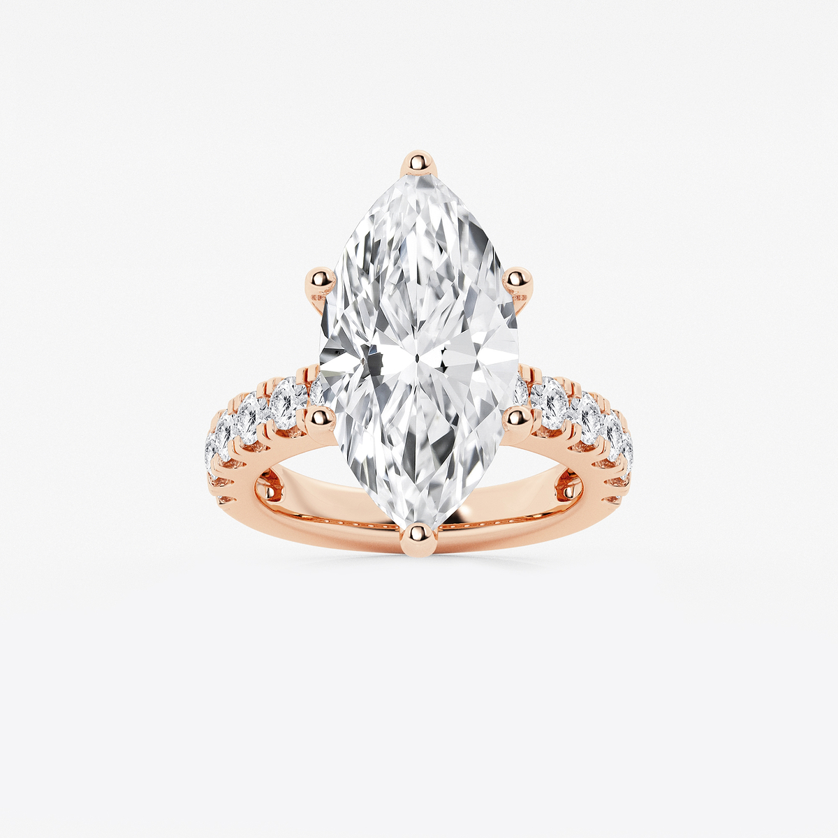 9 ctw Marquise Lab Grown Diamond Engagement Ring with Split Prong Side Accents