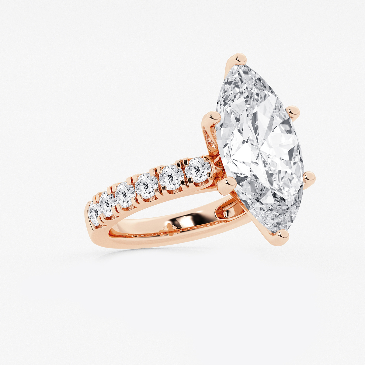 Additional Image 1 for  9 ctw Marquise Lab Grown Diamond Engagement Ring with Split Prong Side Accents