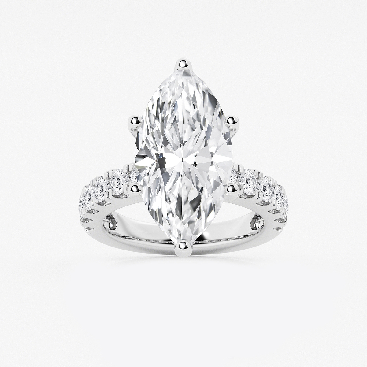 9 ctw Marquise Lab Grown Diamond Engagement Ring with Split Prong Side Accents