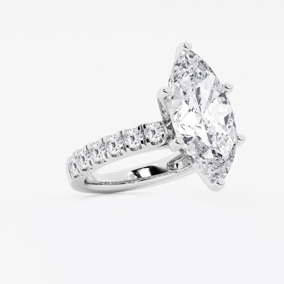Additional Image 1 for  9 ctw Marquise Lab Grown Diamond Engagement Ring with Split Prong Side Accents